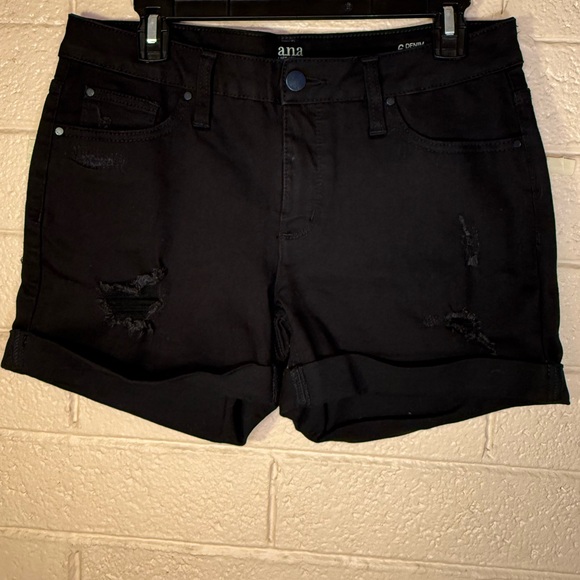 a.n.a Pants - a.n.a Women's Black Ripped Jean Shorts